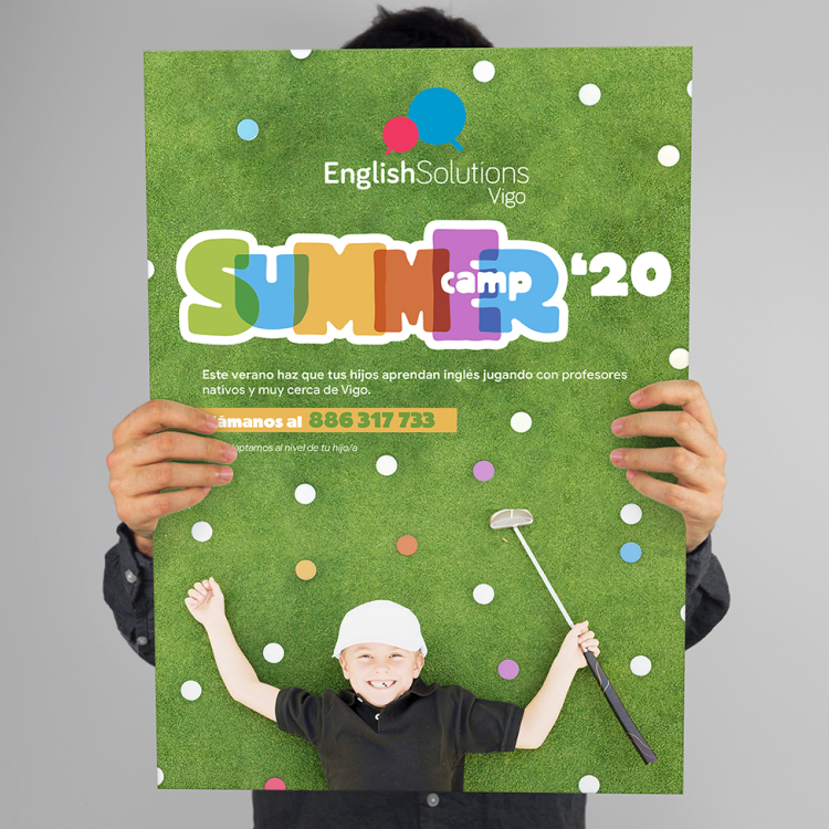 Diseño Material Promocional Campamento Verano niños English Solutions Vigo